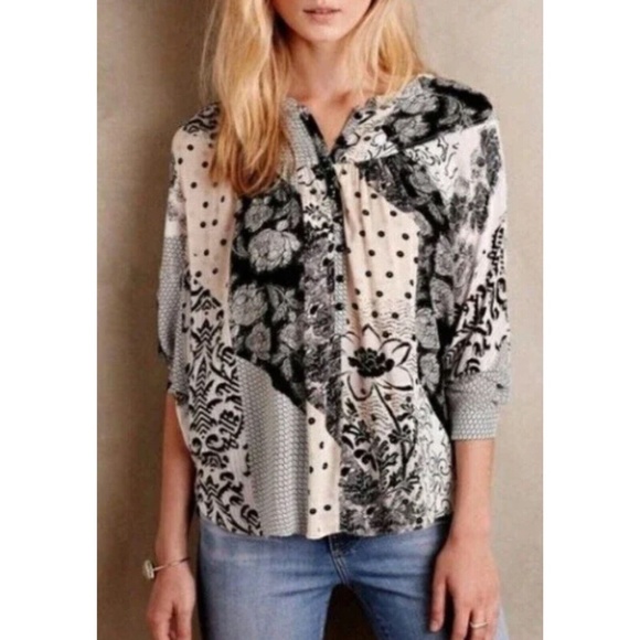 Anthropologie Tops - Anthropologie Maeve Linden Patchwork Dolman Sleeve Popover Blouse Top - XS